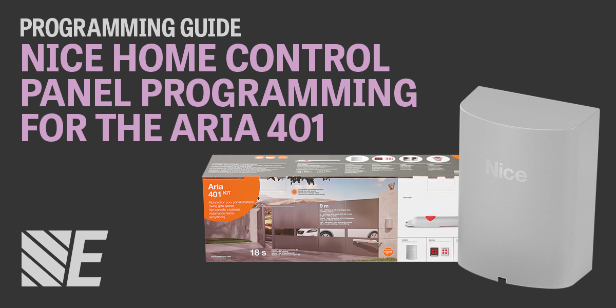 Programming guide for the Nice Home Control panel for the Aria 401
