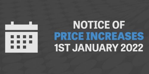 Notice of Price Increases from 1st January 2022