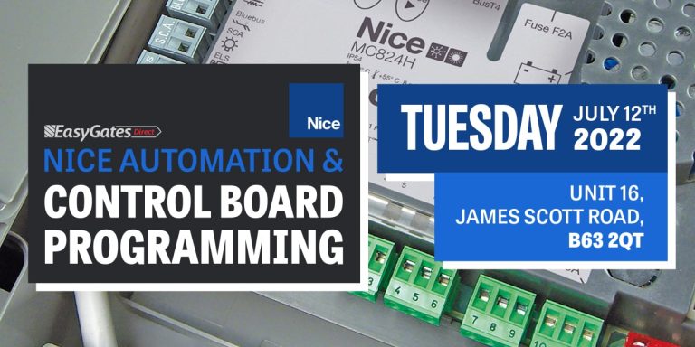 Nice Automation Control Board Programming - Tuesday July 12th 2022 @ Unit 16, James Scott Road, Halesowen, B63 2QT