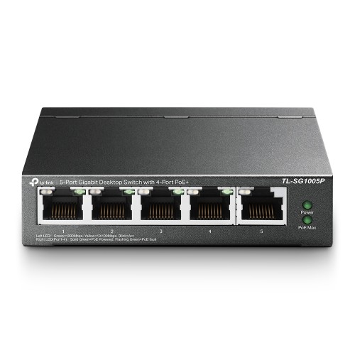 TP-Link TL-SG1005P 5-Port Gigabit Desktop Switch with 4-Port PoE+ TP-Link TL-SG1005P 5-Port Gigabit Desktop Switch with 4-Port PoE+