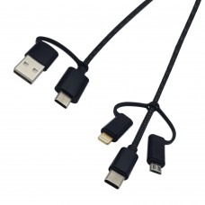 1.2m USB 3 in 1 Charge Cable Type C and A to Type C/B
