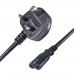 2M UK Mains Power Cable UK Plug to C7 Figure 8