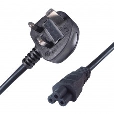 2M UK Mains Power Cable UK Plug to C5 Cloverleaf