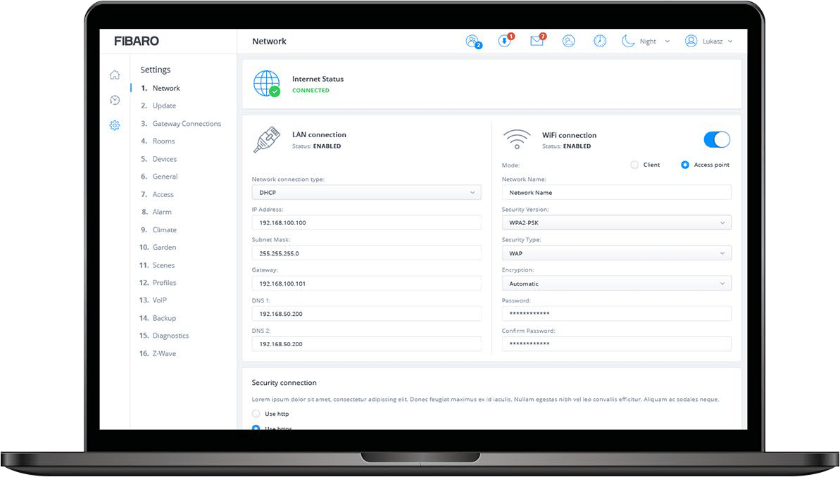 Fiabro Network Page